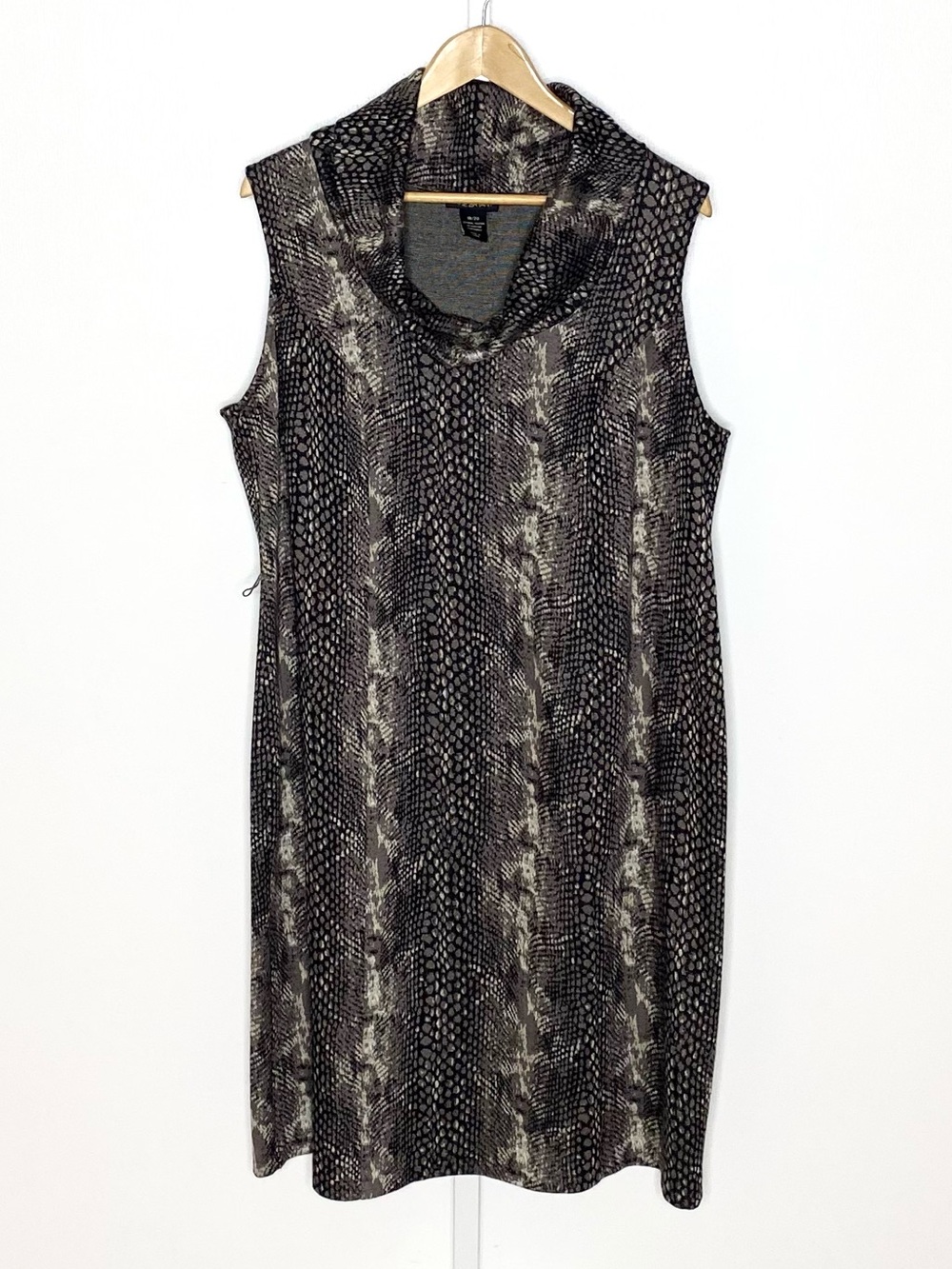 Lane Bryant | Y2K Tan/Black/Taupe Snakeskin Print Cowl-Neck Shell Dress Sz 18/20